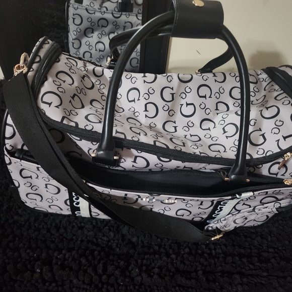 GUESS Monogram Black and White Travel Bag - Picture 2 of 8